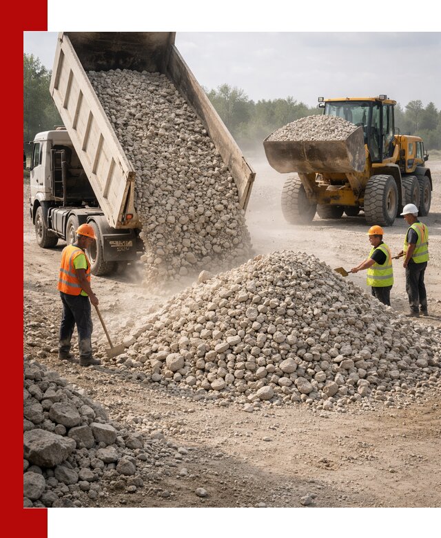 Доставка известнякового щебня фр. 40-70 в Баксане