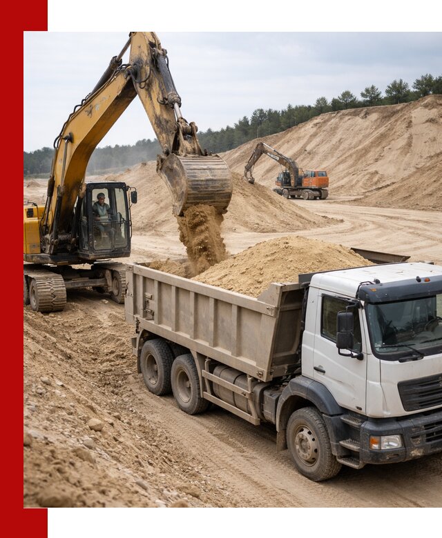 Доставка карьерного песка с самосвалами и разгрузкой в Баксане