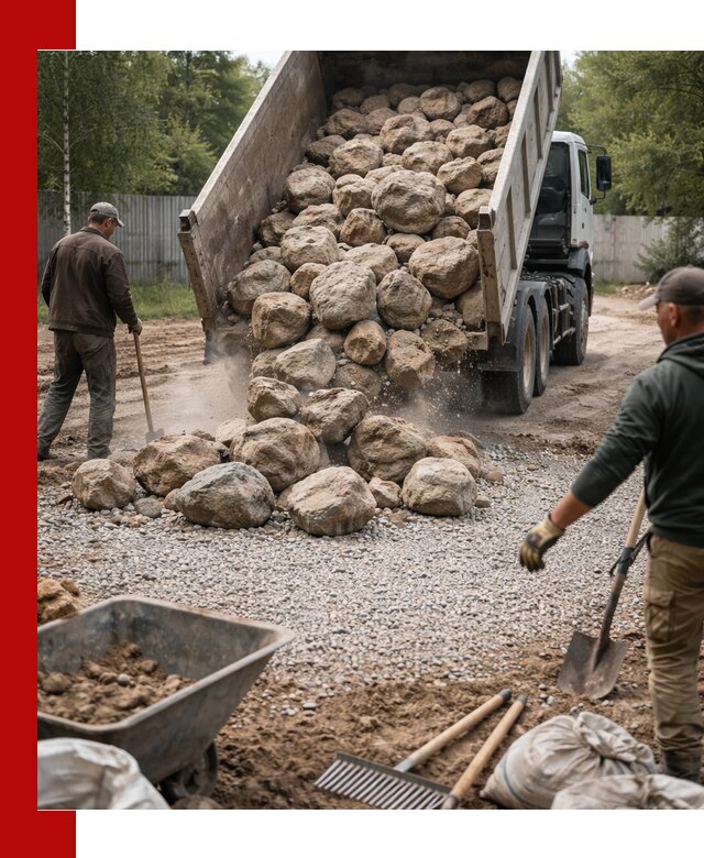 Доставка и укладка булыжника в Баксане