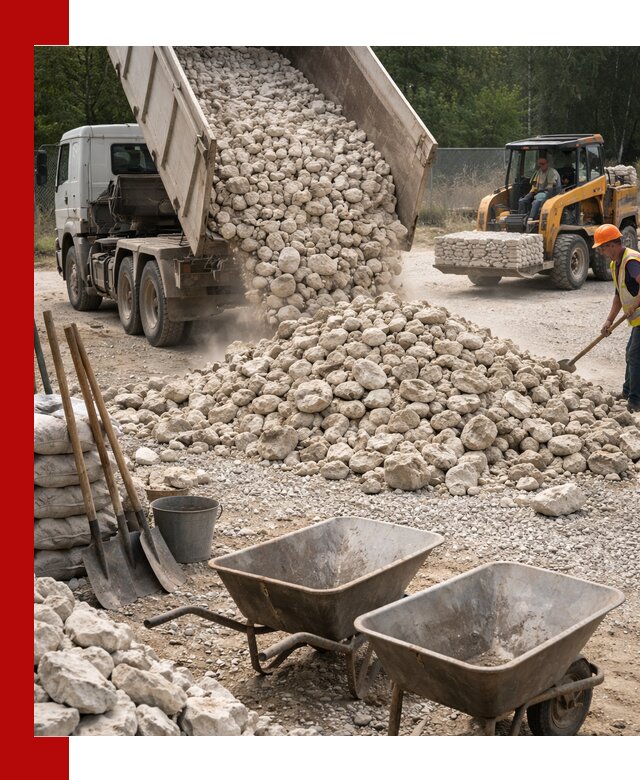 Доставка и продажа бутового известнякового камня в Баксане