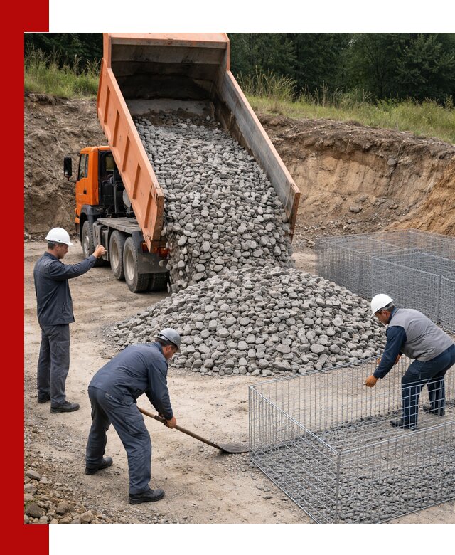 Камень для габионов с доставкой в Баксане быстро и надёжно