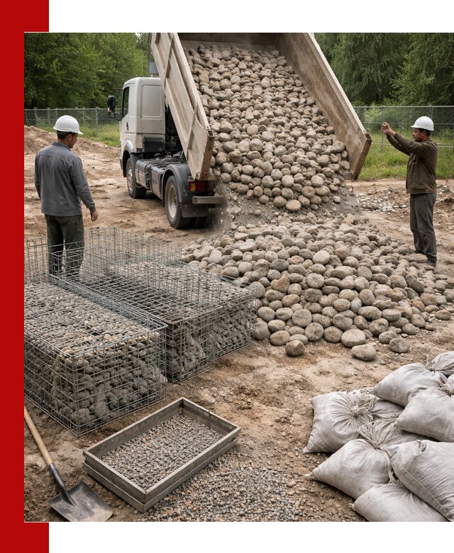 Камень для габионов фракция 70–151 в Баксане