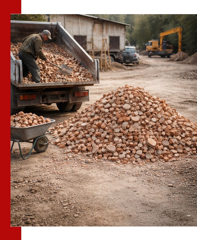 Доставка и подушка из боя кирпича с разгрузкой в Баксане