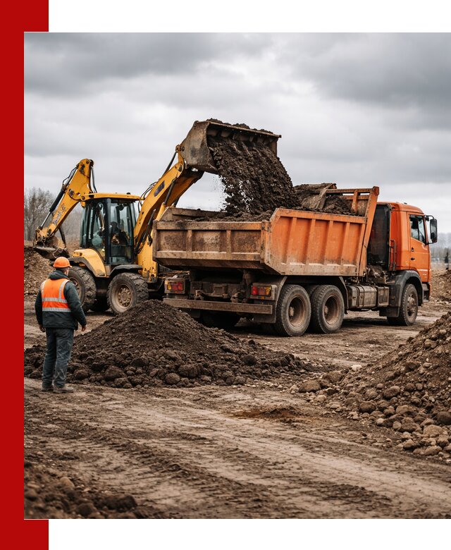 Вывоз грунта и строительного мусора в Баксане грузовыми самосвалами