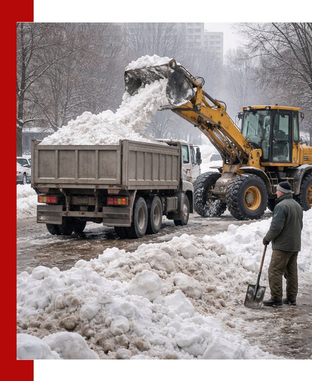 Вывоз снега грузовой техникой в Баксане оперативно и чисто
