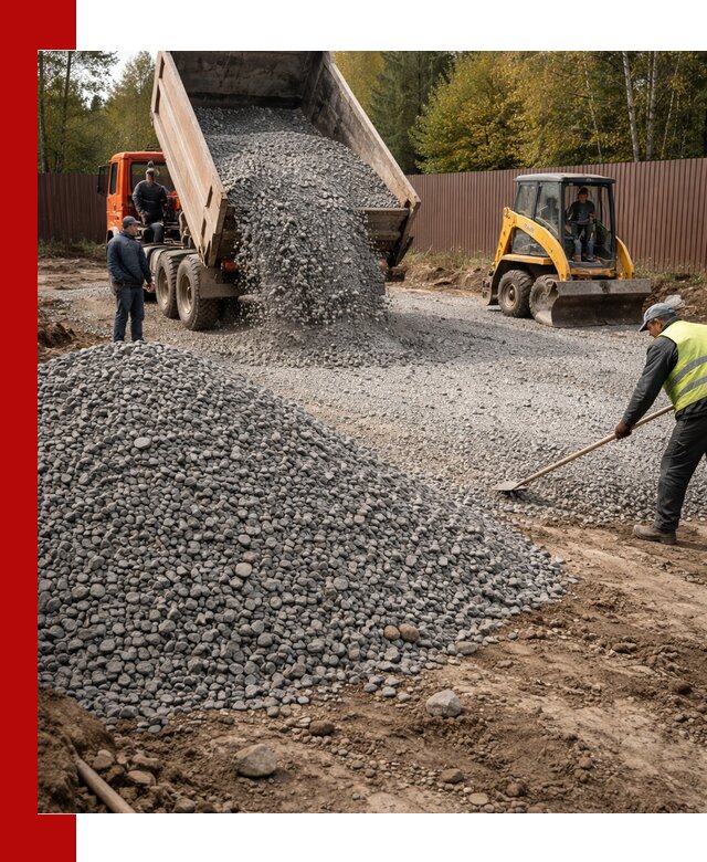 Отсыпка участка щебнем с доставкой и уплотнением в Баксане